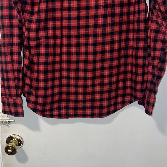 AEROPOSTALE Red and Black Micro Buffalo Check Flannel Shirt-L NWT! - Picture 7 of 9